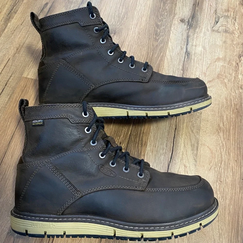 Keen Utility San Jose 6 Waterproof Work Boots Mens Dark Brown Leather Size 10D